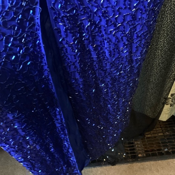 Vintage Black Tie Royal Blue Formal/Party Sequin Dress Size 8 - Picture 3 of 7